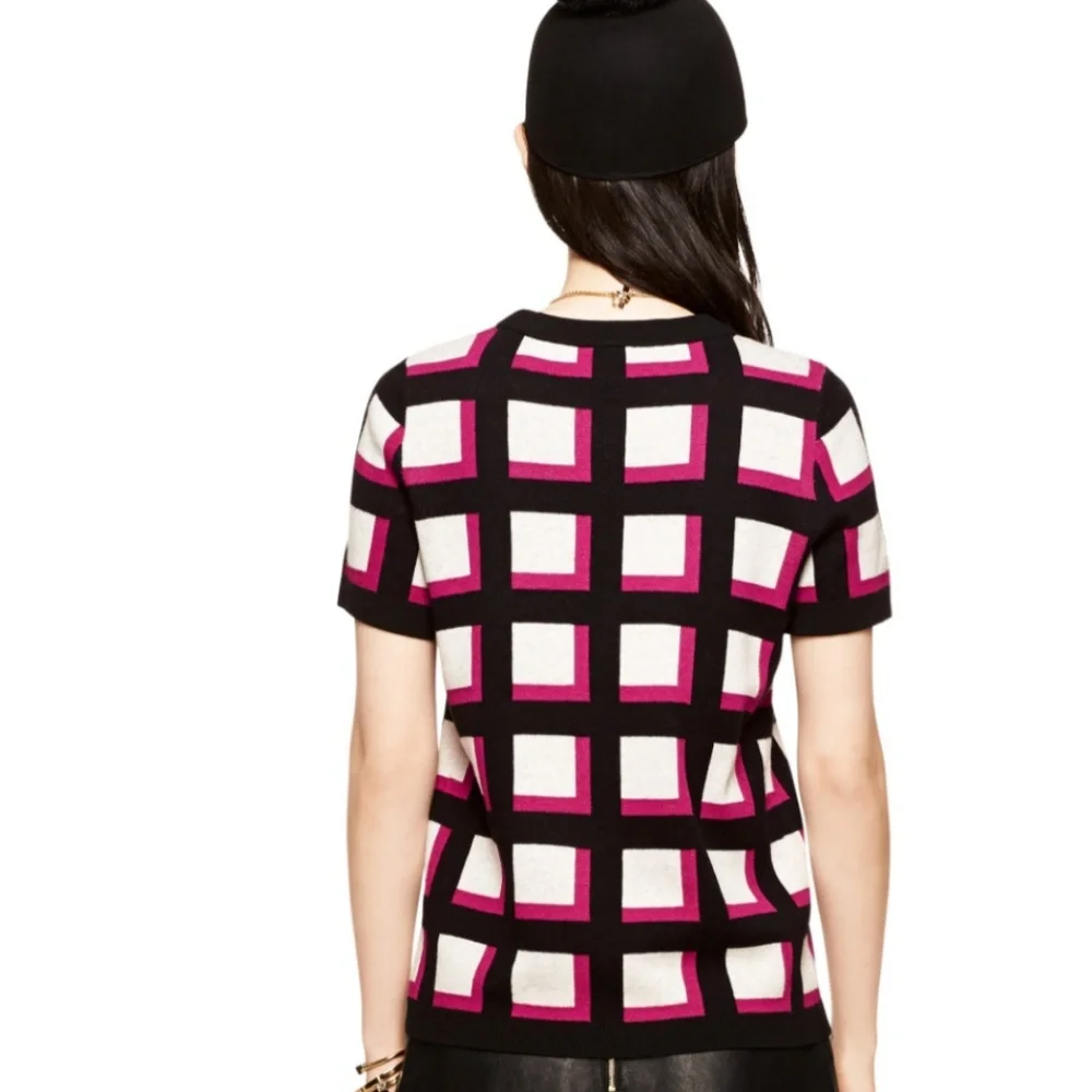 Kate Spade Black and Pink Checkered Sweater